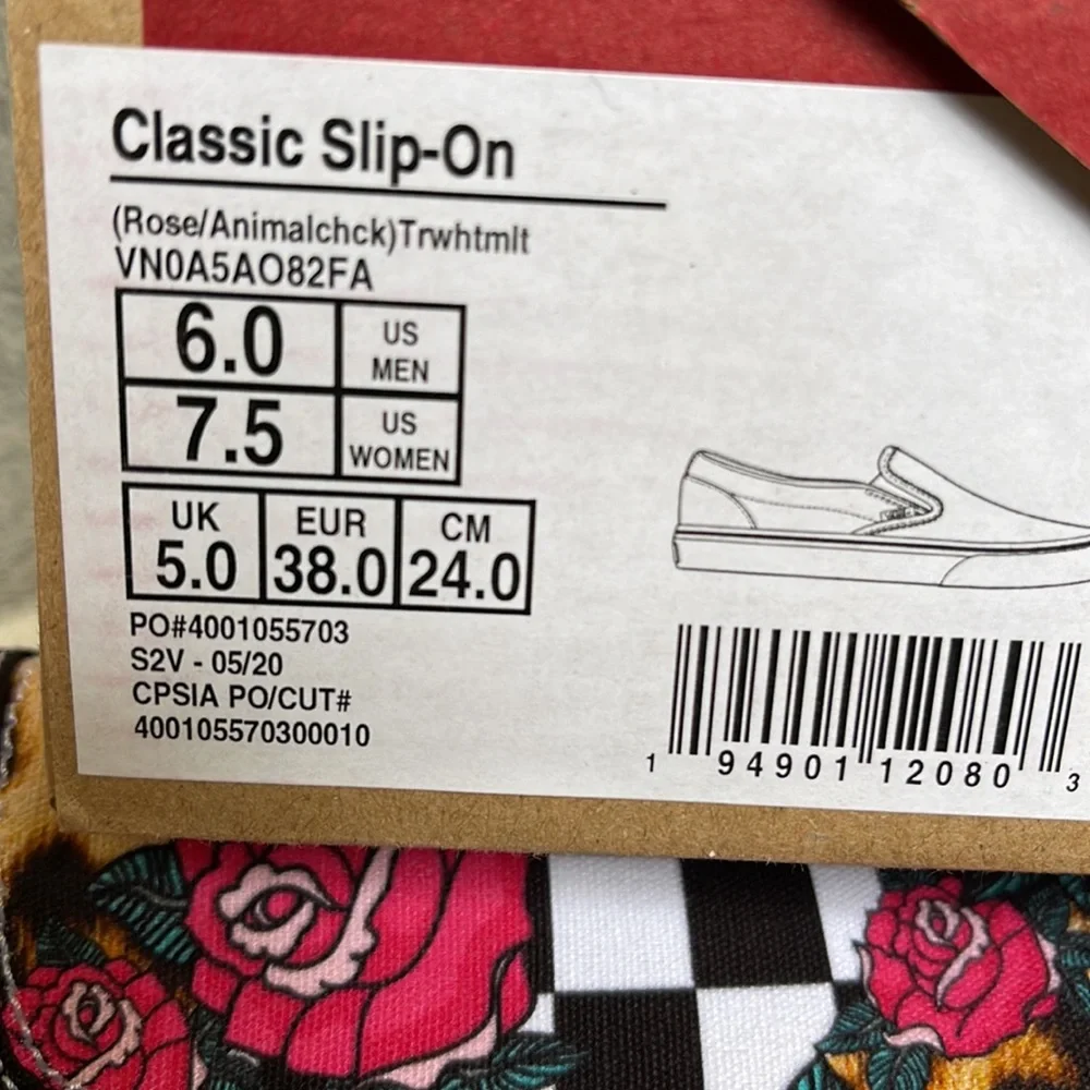 Vans Classic Slip-On Rose/Animal Check True White Multi WMNS - Picture 16 of 16